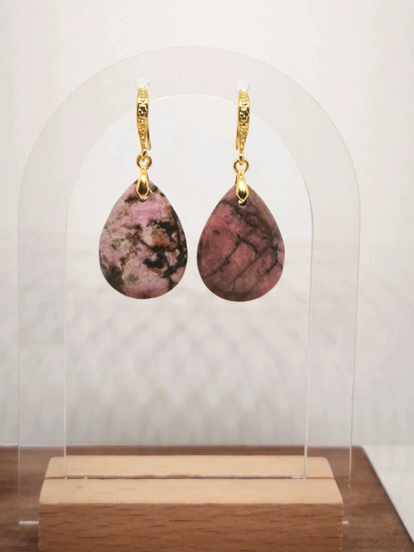 Boucles d'oreilles en rhodonite