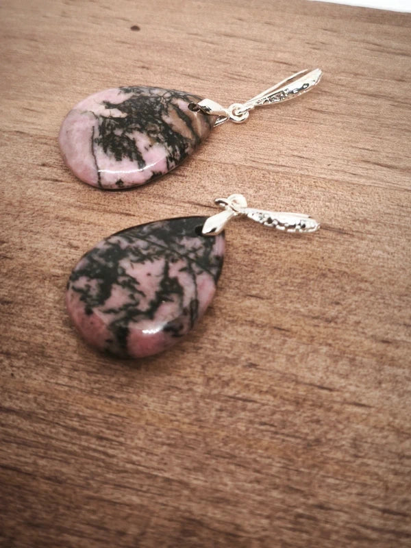Boucles d'oreilles en rhodonite