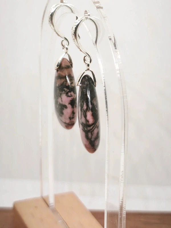 Boucles d'oreilles en rhodonite
