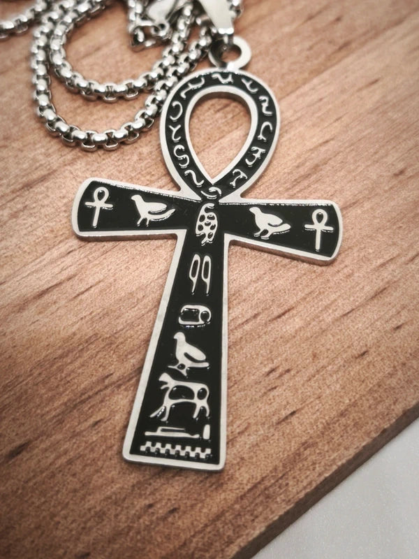 Collier croix ânkh en acier inoxydable