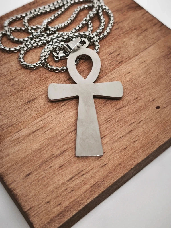 Collier croix ânkh en acier inoxydable