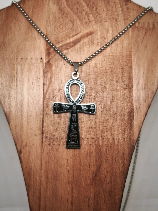 Collier croix ânkh en acier inoxydable