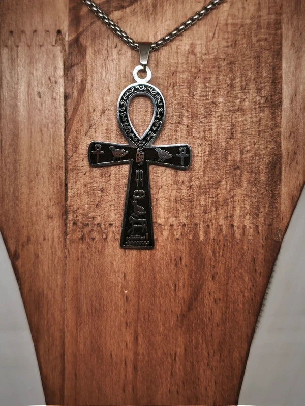 Collier croix ânkh en acier inoxydable