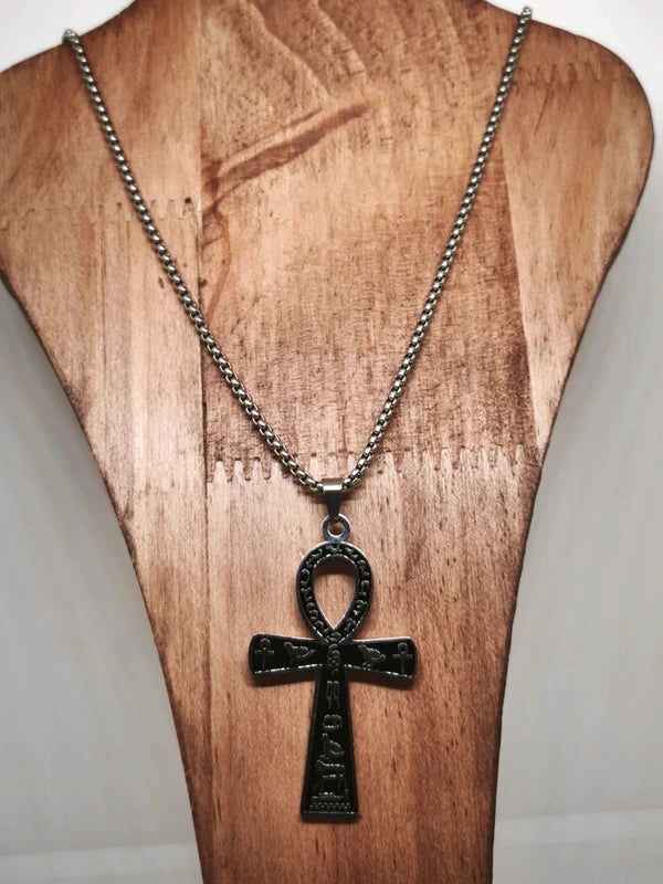 Collier croix ânkh en acier inoxydable
