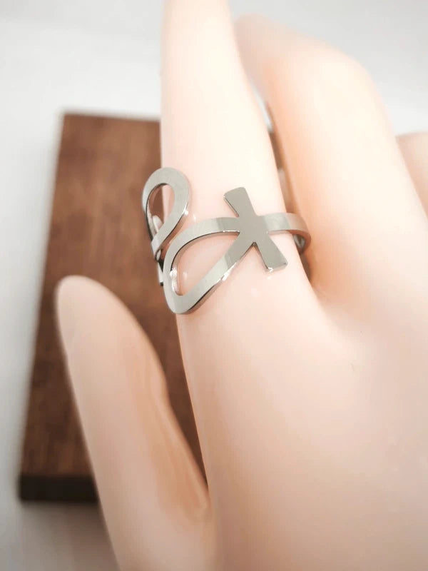 Bague croix ânkh en acier inoxydable