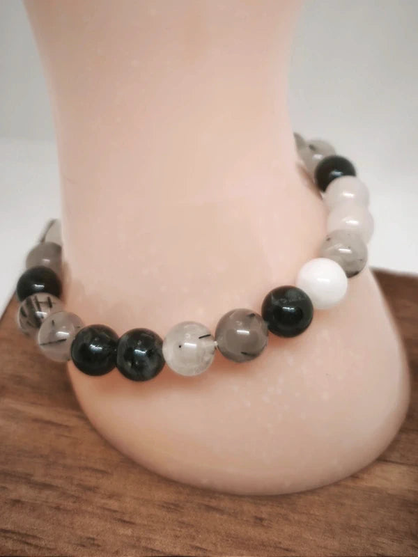 Bracelet quartz tourmaliné 8mm