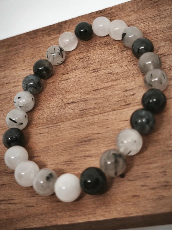 Bracelet quartz tourmaliné 8mm