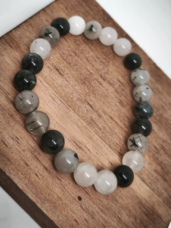 Bracelet quartz tourmaliné 8mm