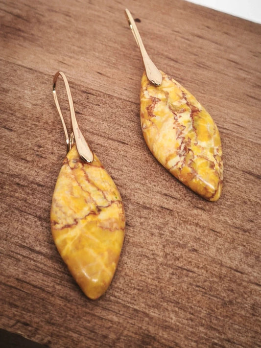 Boucles d'oreilles en jaspe jaune