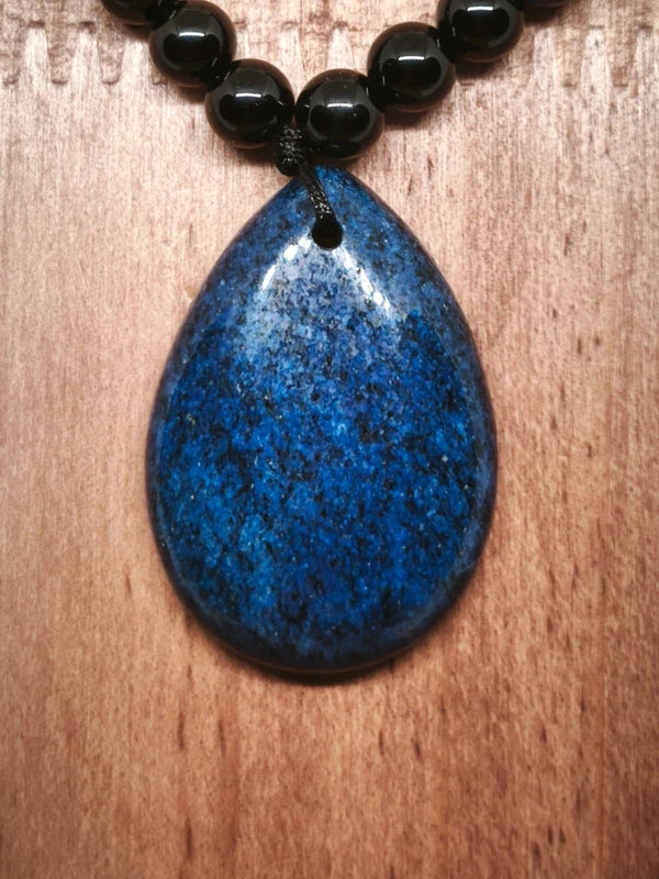 Collier Mala lapis lazuli onyx noire 6mm