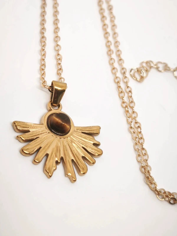 Collier en acier inoxydable et oeil de tigre