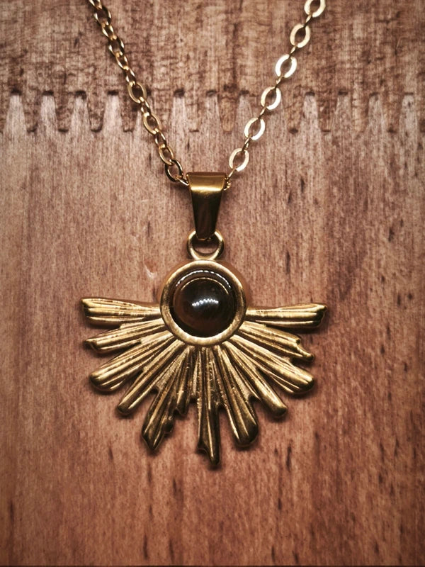 Collier en acier inoxydable et oeil de tigre