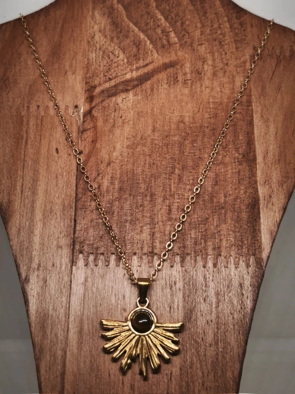 Collier en acier inoxydable et oeil de tigre