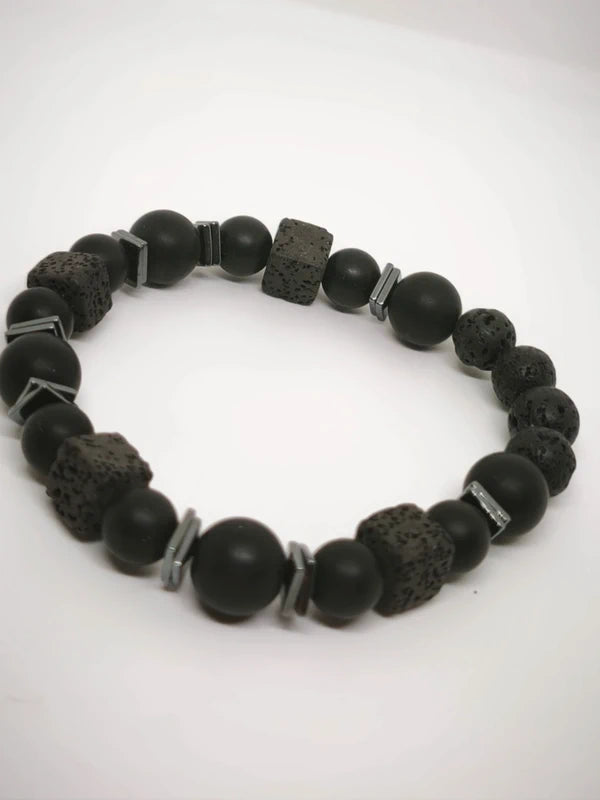 Bracelet tourmaline pierre volcanique 8mm