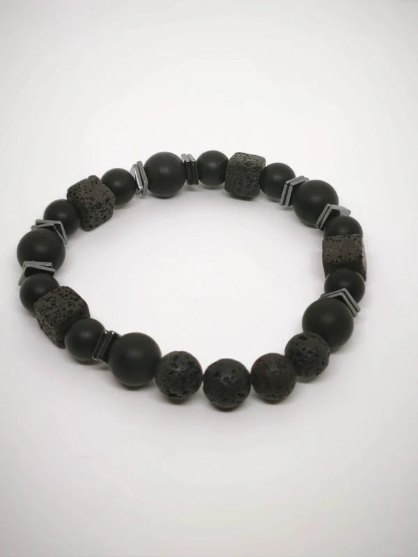 Bracelet tourmaline pierre volcanique 8mm