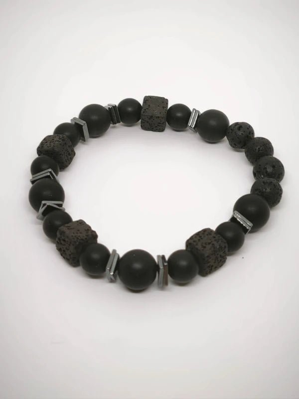 Bracelet tourmaline pierre volcanique 8mm