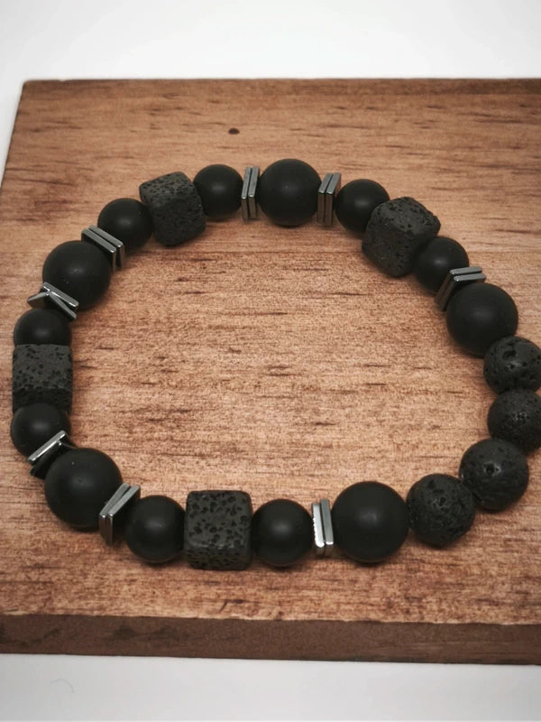 Bracelet tourmaline pierre volcanique 8mm