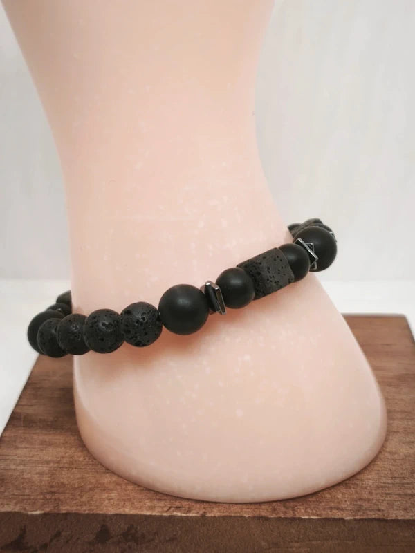 Bracelet tourmaline pierre volcanique 8mm