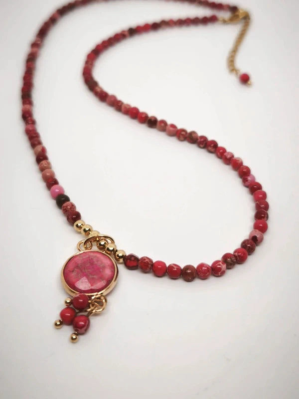 Collier en perles de jaspe impérial rouge 4mm