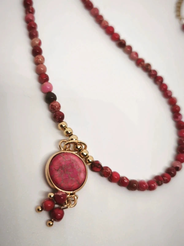 Collier en perles de jaspe impérial rouge 4mm
