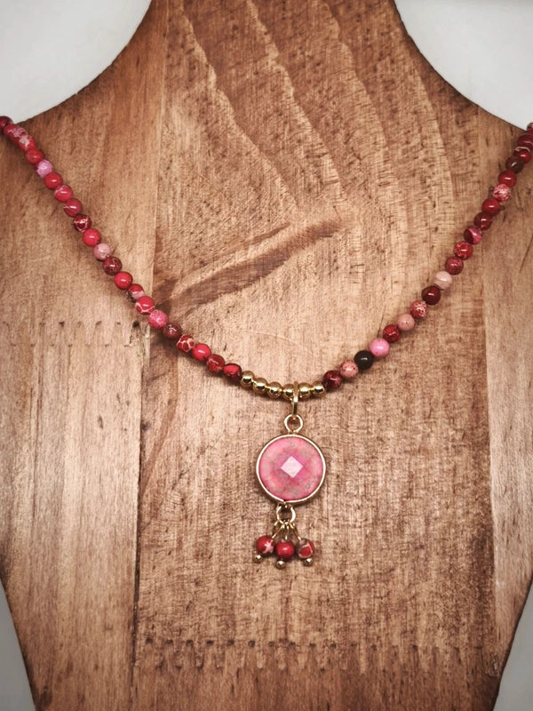 Collier en perles de jaspe impérial rouge 4mm