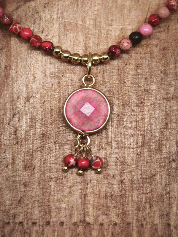 Collier en perles de jaspe impérial rouge 4mm