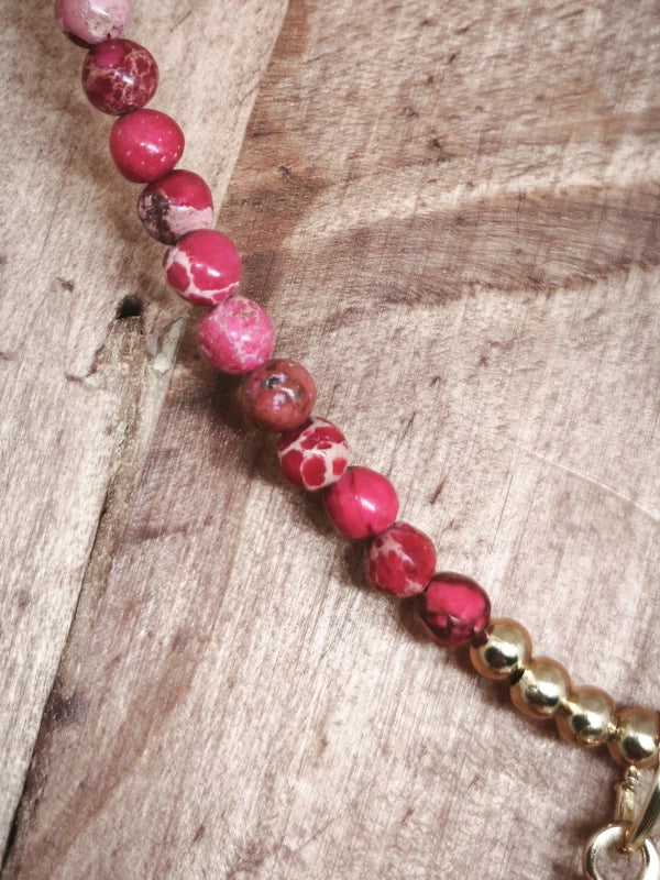 Collier en perles de jaspe impérial rouge 4mm