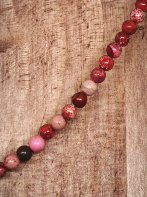 Collier en perles de jaspe impérial rouge 4mm
