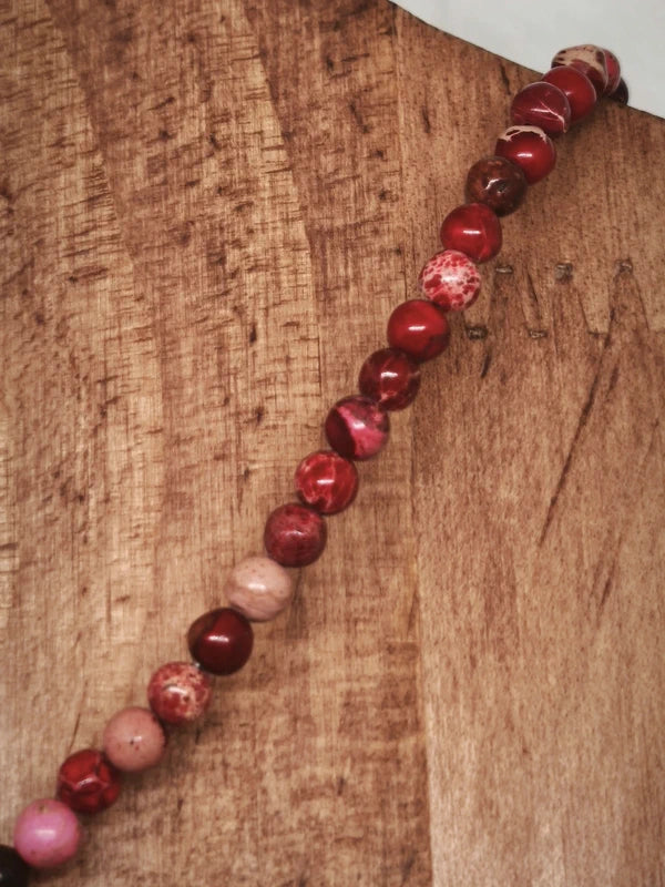 Collier en perles de jaspe impérial rouge 4mm