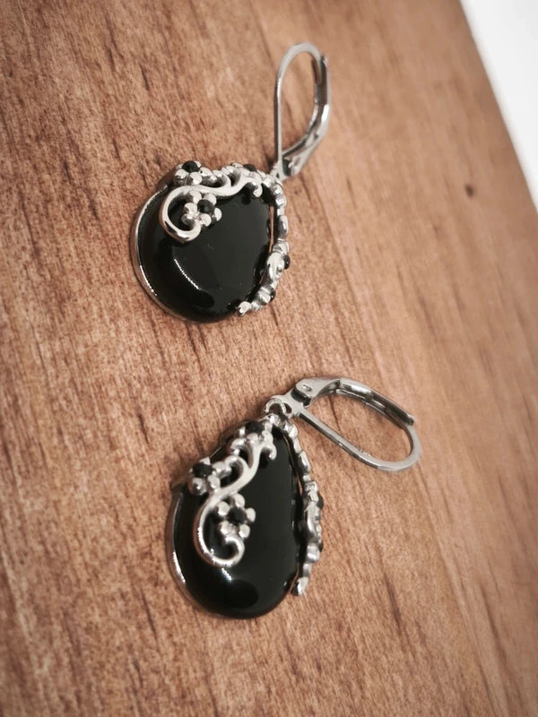 Boucles d'oreilles en pierre d'obsidienne