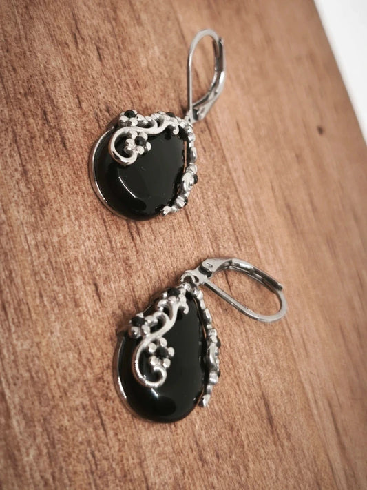 Boucles d'oreilles en pierre d'obsidienne
