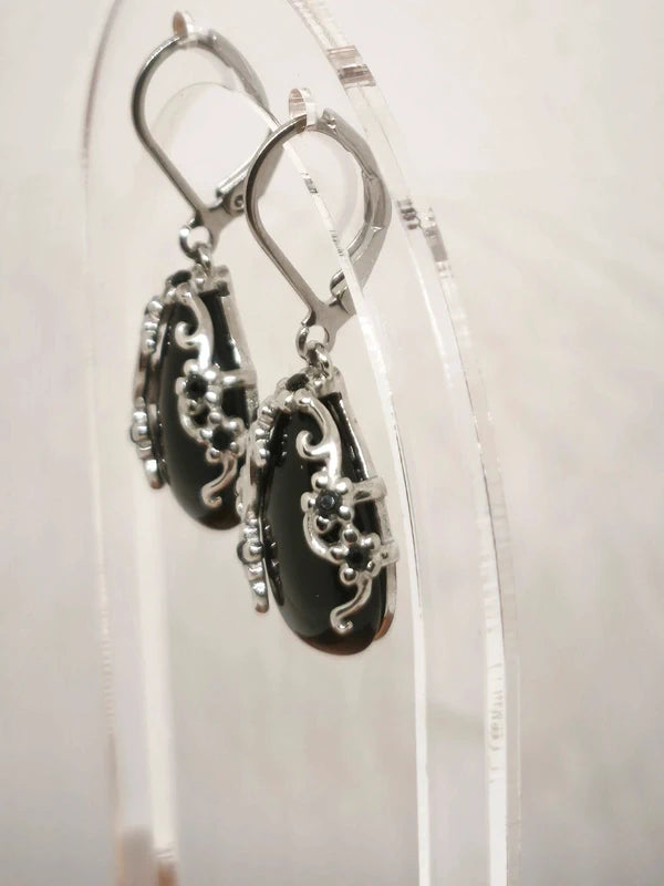Boucles d'oreilles en pierre d'obsidienne