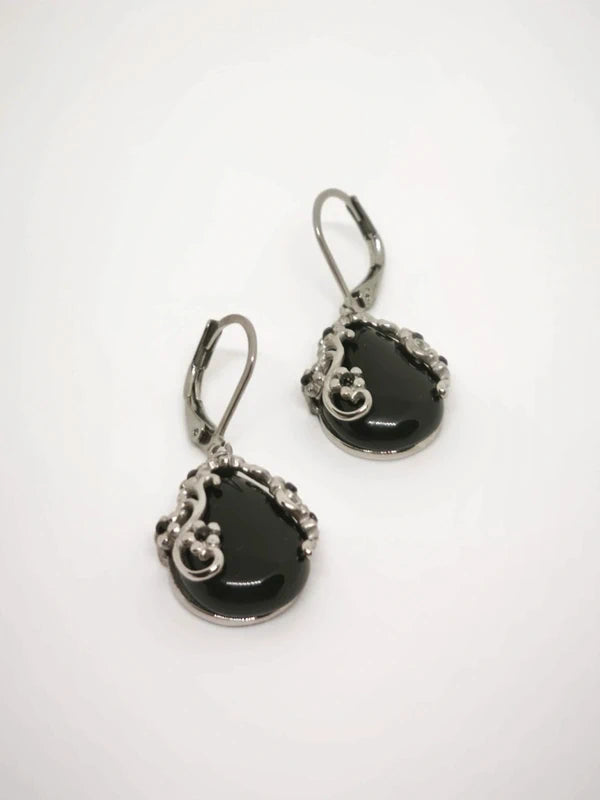 Boucles d'oreilles en pierre d'obsidienne