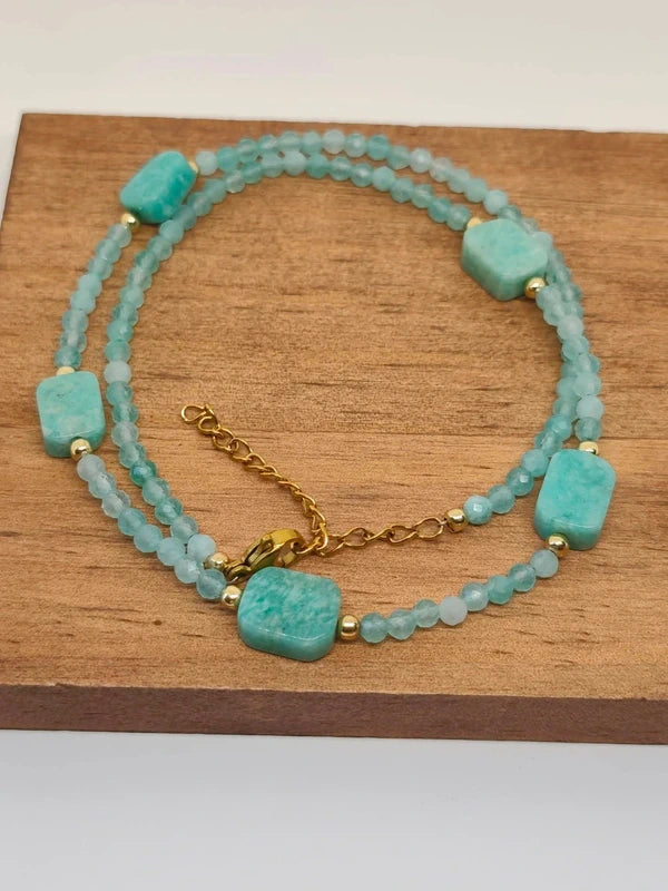 Collier en perles facettes d'amazonite