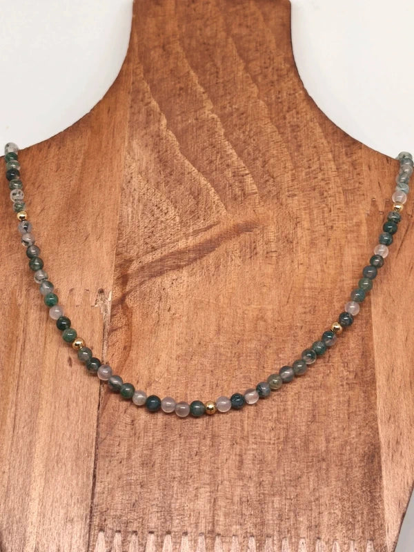 collier agate mousse 4mm