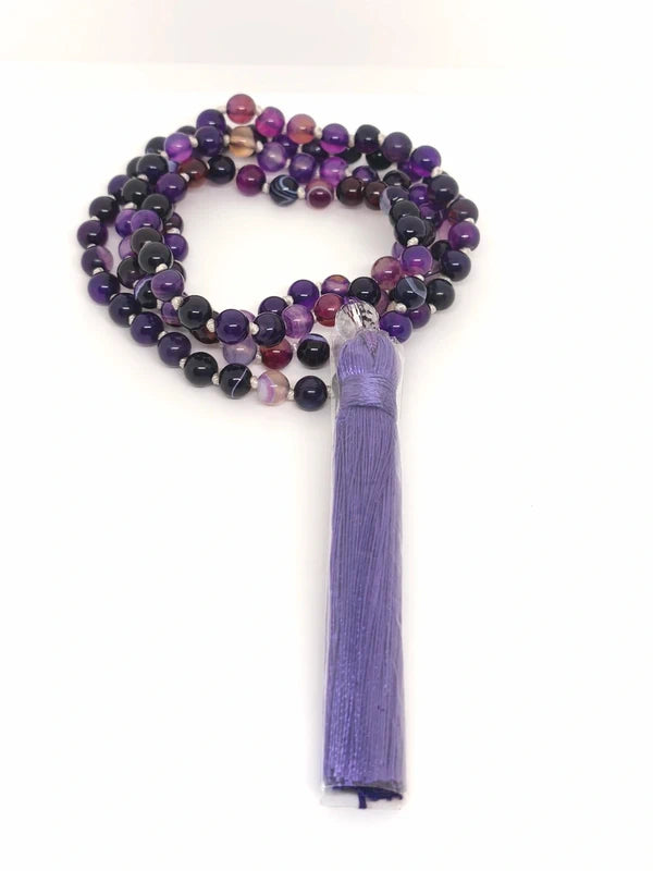 collier mala agate violette