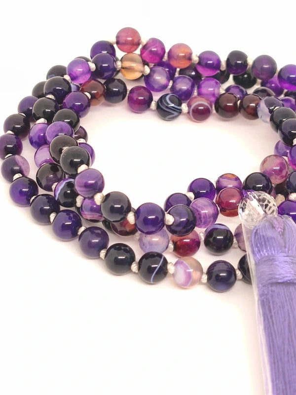 collier mala agate violette