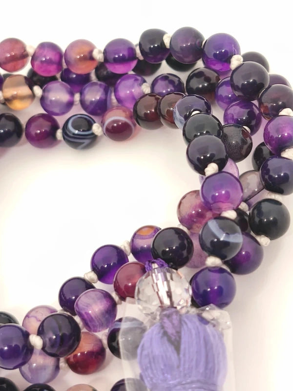 collier mala agate violette