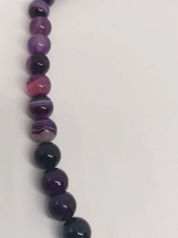 Collier en perles d'agate violette 10mm