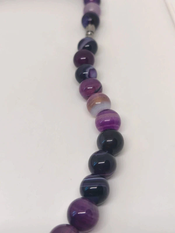 Collier en perles d'agate violette 10mm