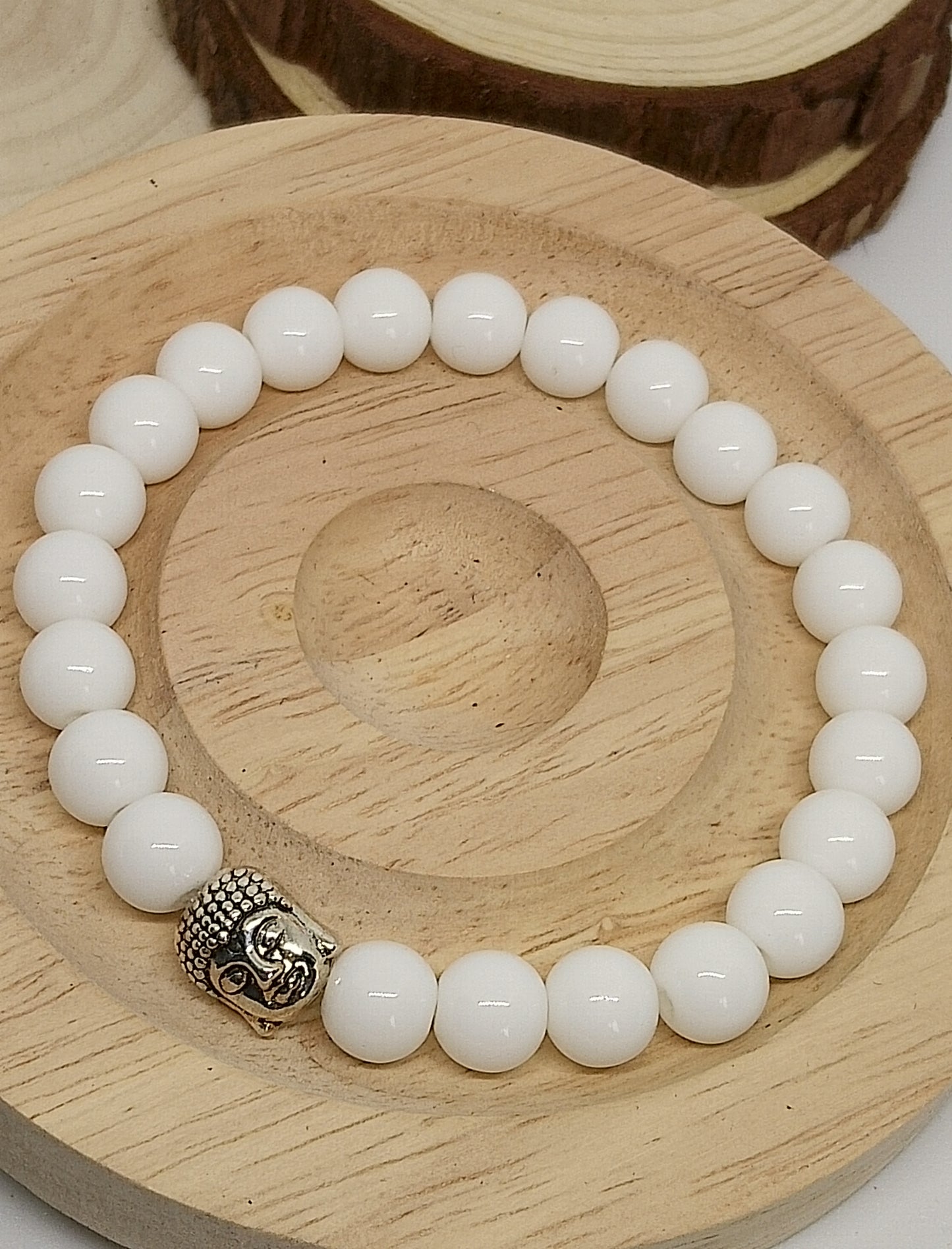 Bracelet tête de buddha en agate