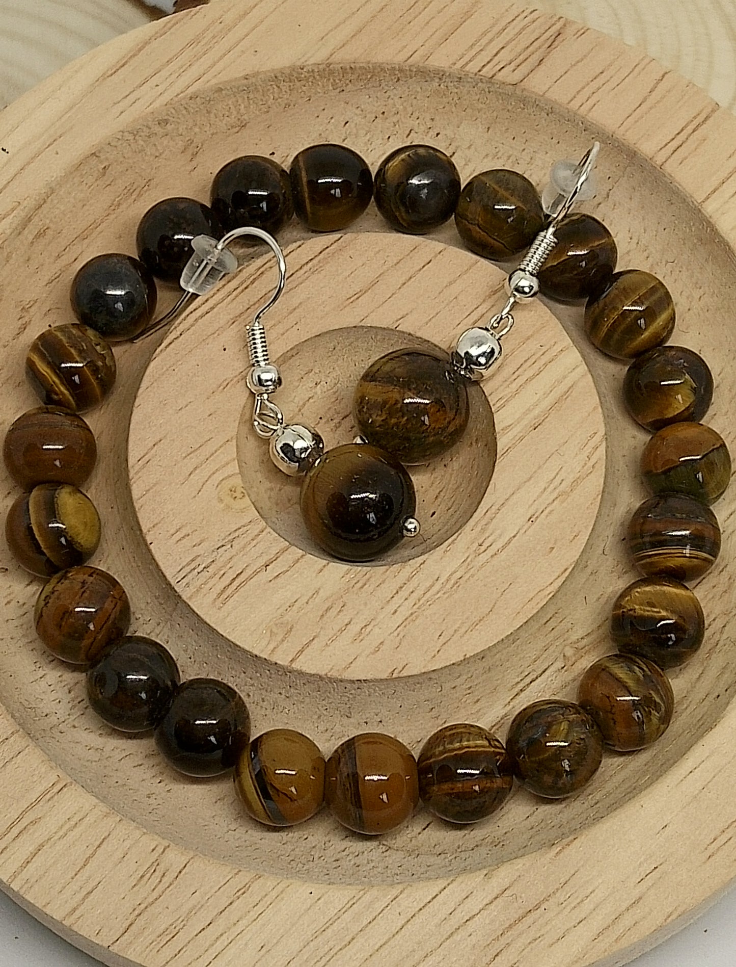 Bracelet et boucles d'oreilles oeil de tigre