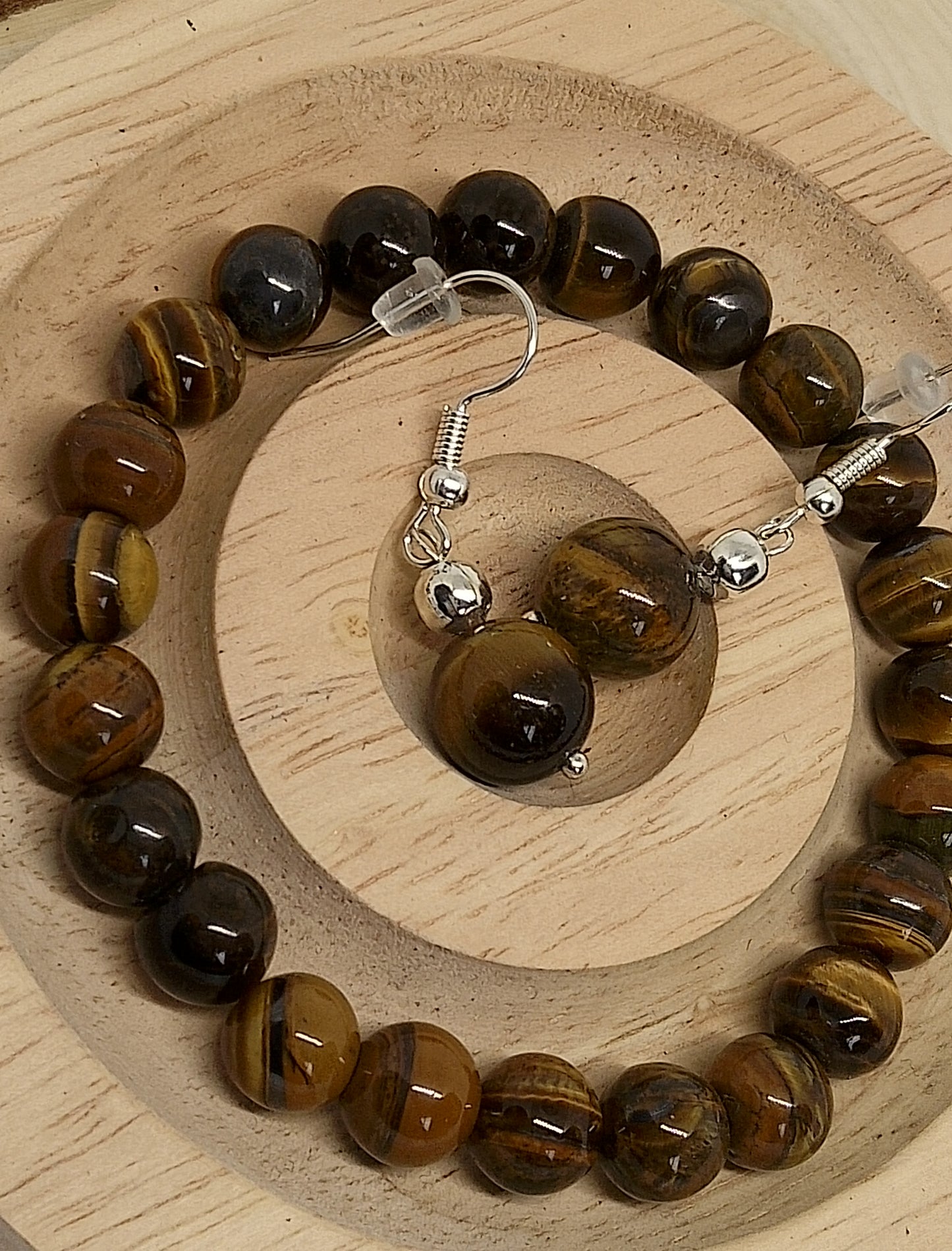 Bracelet et boucles d'oreilles oeil de tigre