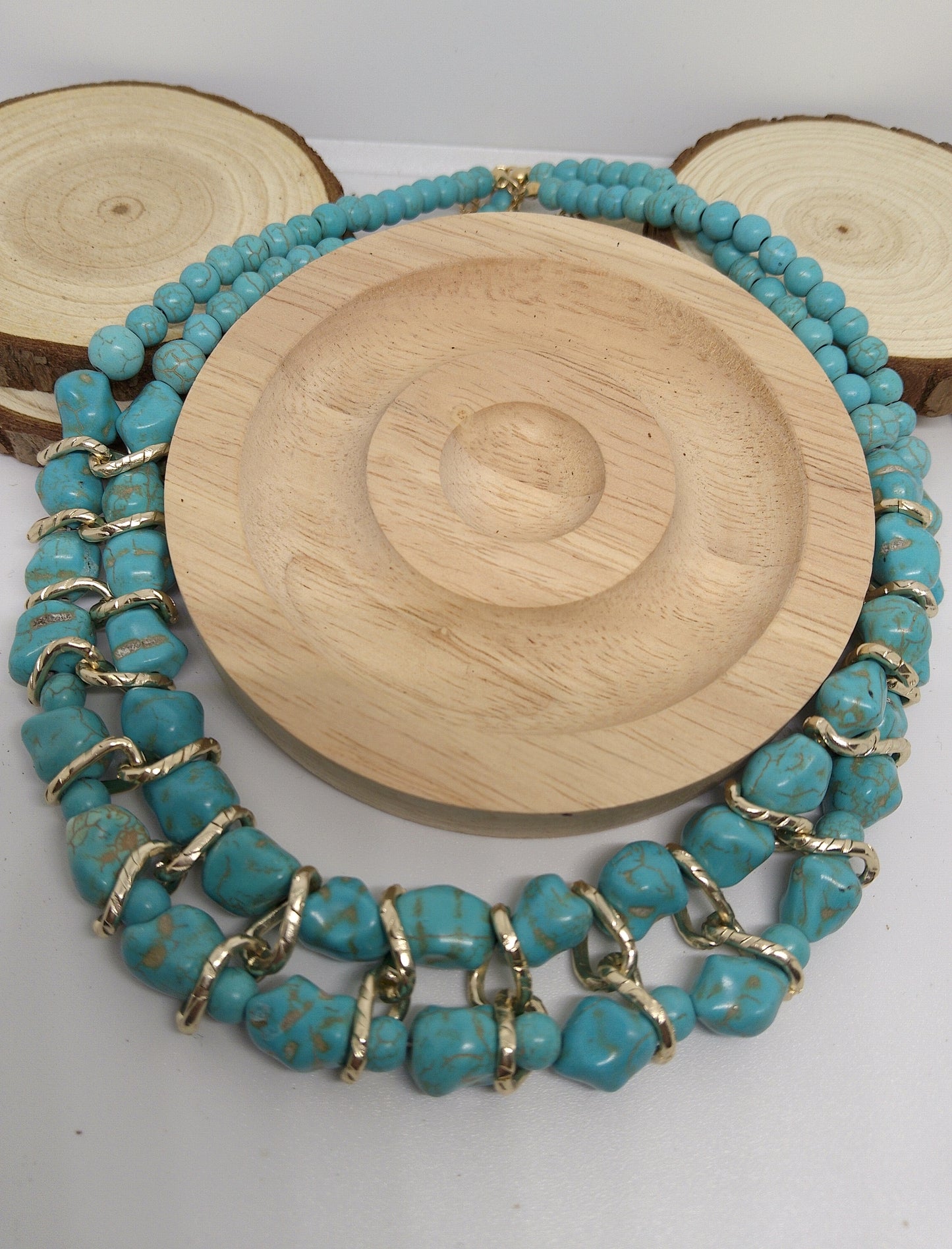 Collier et boucles d'oreilles turquoise véritable