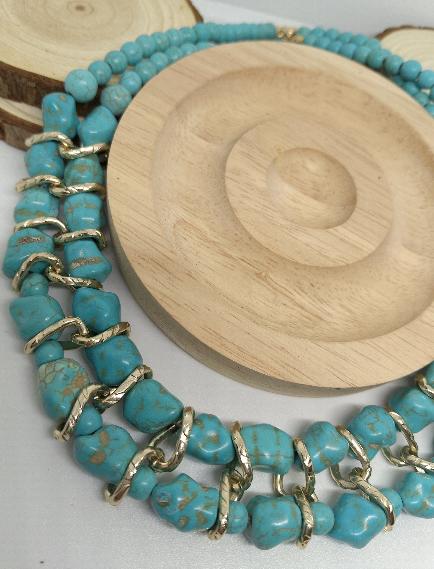 Collier et boucles d'oreilles turquoise véritable