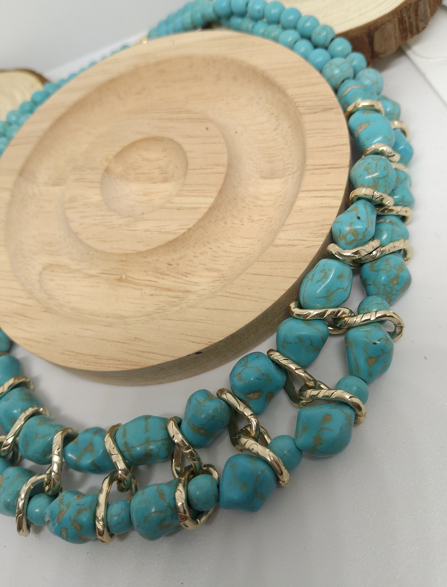 Collier et boucles d'oreilles turquoise véritable