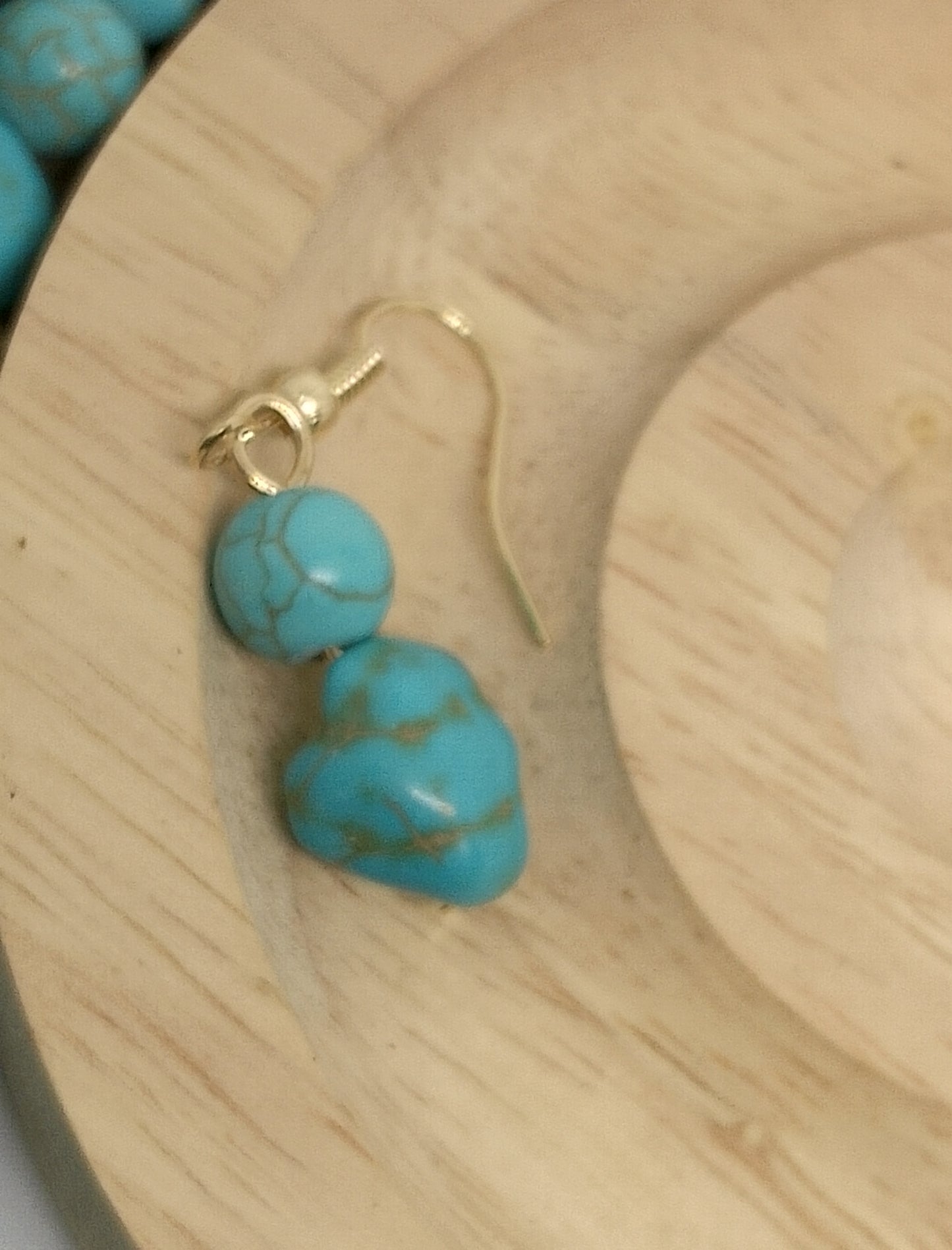 Collier et boucles d'oreilles turquoise véritable