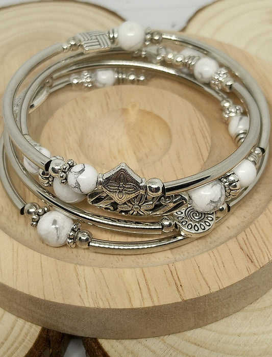 Bracelet wrap howlite blanche