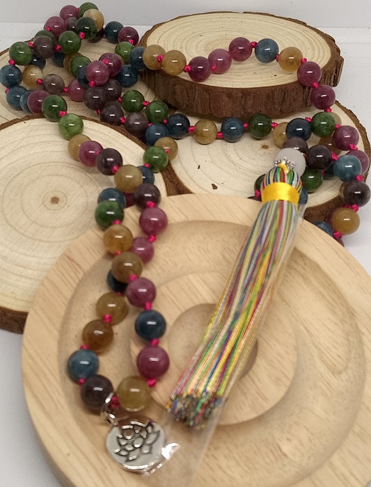 Collier Mala en tourmaline colorée