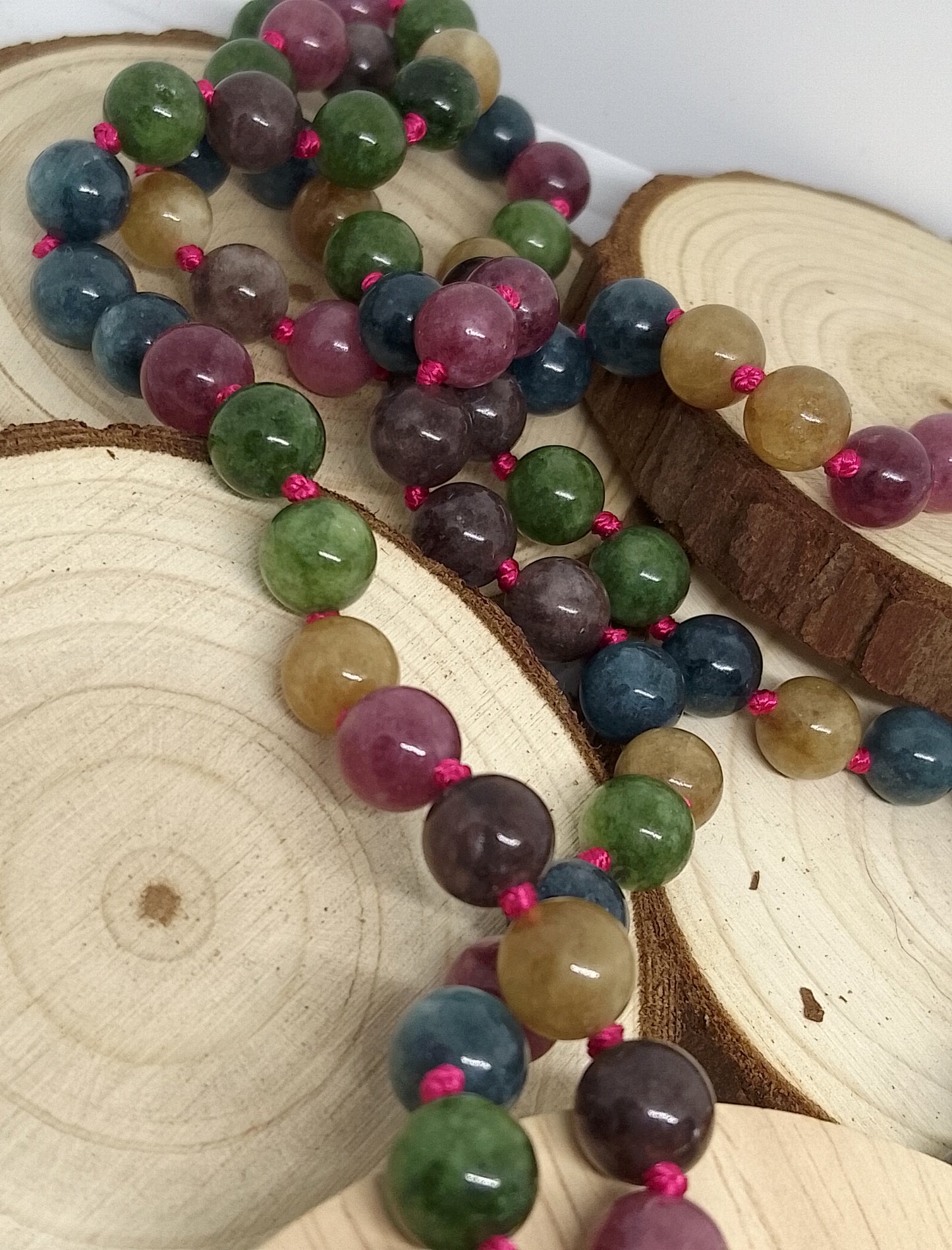 Collier Mala en tourmaline colorée